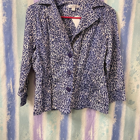 Joan Rivers blue leopard print blazer size small - Picture 2 of 6